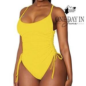 Viottiset Ruched Drawstring One Piece Swimsuit Size L